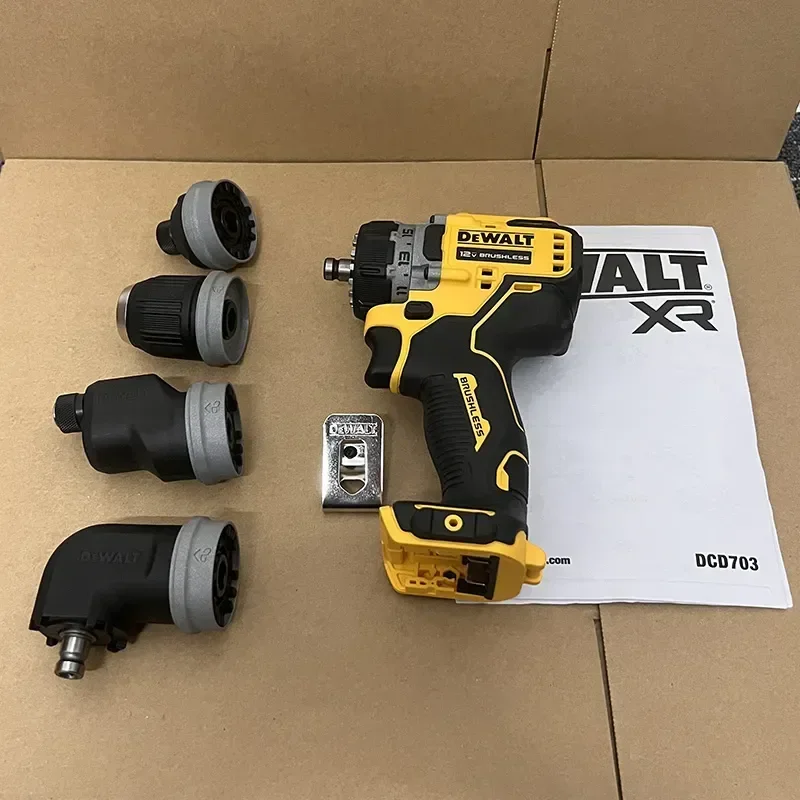 

DEWALT бесщеточная отвертка DCD703 12 В, многофункциональная перезаряжаемая электрическая дрель, 4-в-1, быстрая замена электрической дрели