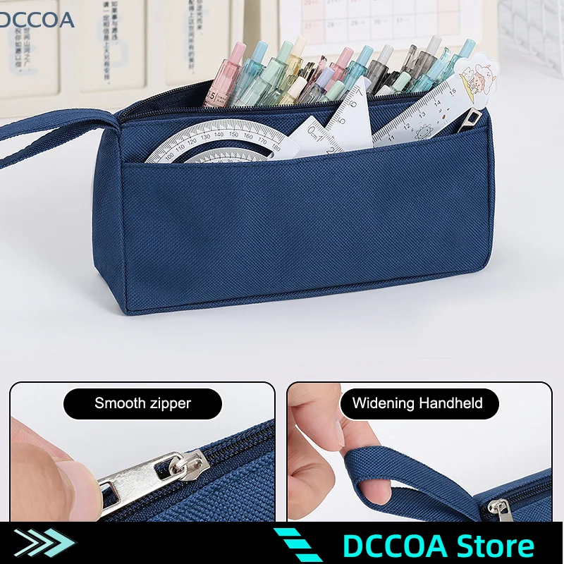 Fashion Portable Oxford Pencil Case Simple Double Layer Stationery Box Children Pencil Bag Large Capacity Pencil Case Gifts