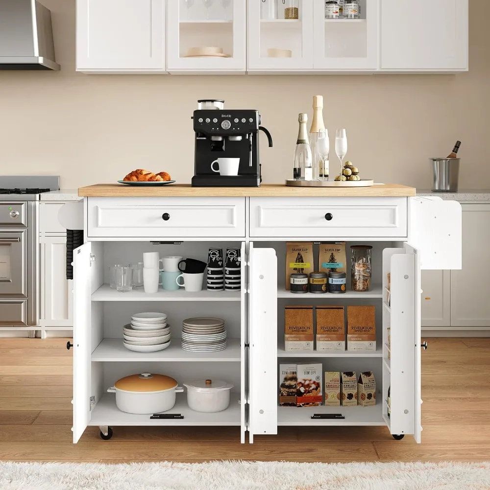 Mobile Kitchen Island with Storage, 58