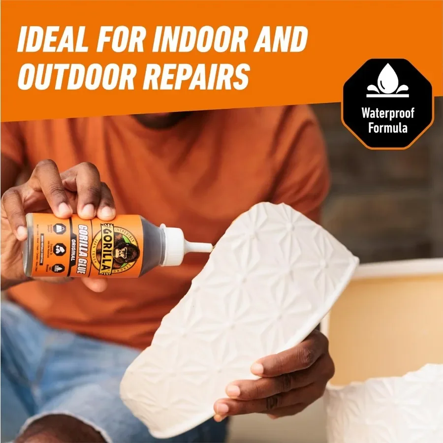 防水ポリウレタン接着剤、ゴリラオリジナル8オンス - 隙間を埋める、木材などに最適。