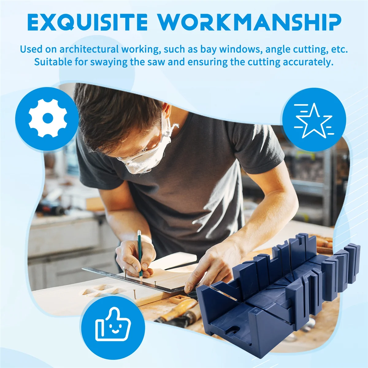 CHCH Miter Saw Cabinets Wood Cutting Clamping Miter Saw Box Wood Gypsum Oblique Angle Cutting Tool S