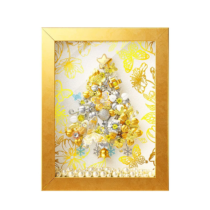 Kreative Wonder Moon Mini Block Perle Gold Stern BAUM 3D Foto Rahmen Bau Gebäude Bicrks Spielzeug Sammlung Für Kinder Geschenke