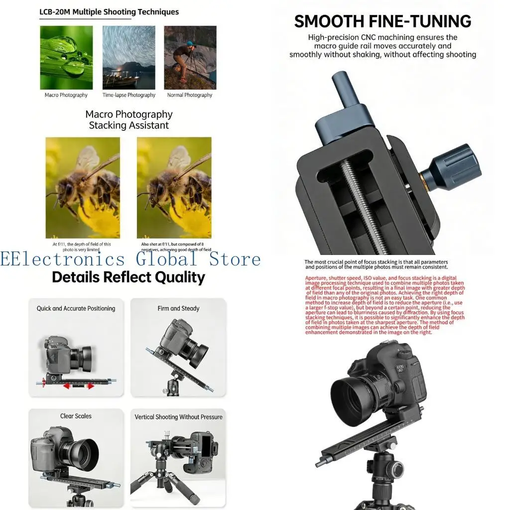 462B Precise Quick-Release Macro Focusing Slider Rail For Product Photography And Macro Photography