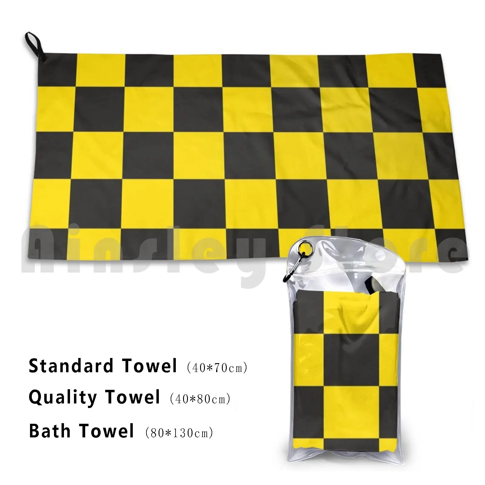 Towel Black And Yellow Libertarian Ancap Checkerboard Chess Square Pattern Hd High Quality Online Store