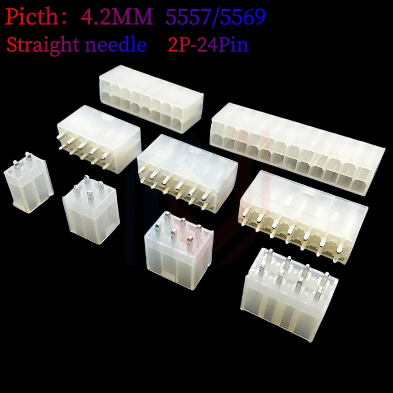 4.2mm Pitch Connector 5557/5569 Double Row Straight Needle Curved Needle Holder 2P/4P6P/8/10/12-24Pin Plug-Pin Socket