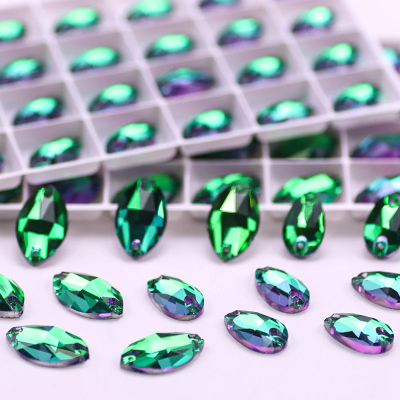 Green Volcano Mix Shape Sewing Rhinestones Glitter Teardrop Crystal Sew On Crystal Strass DIY Sewing Accessories Diamond