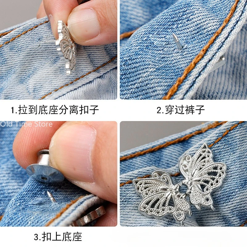 Metall, verstellbar, abnehmbar, kein Nähen, Taillenclip-Knopf für Jeans, Taillengröße, Reduzierwerkzeug