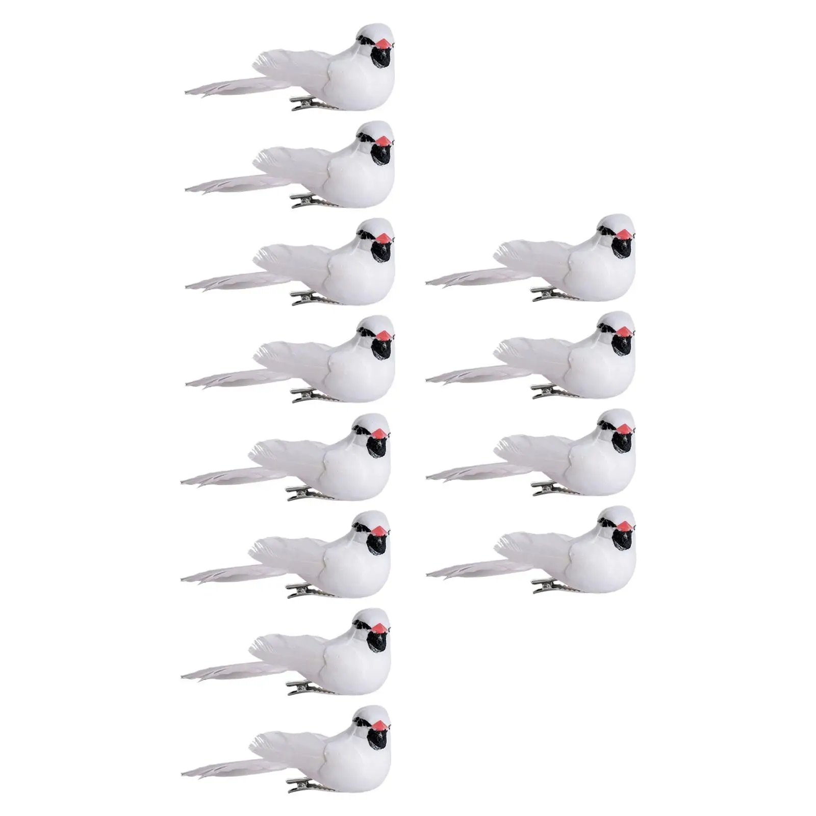 12Pcs Artificial Birds with Clip Realistic Fake Birds Ornaments Simulation Birds for Micro Landscape Yard Art Outdoor Home Decor