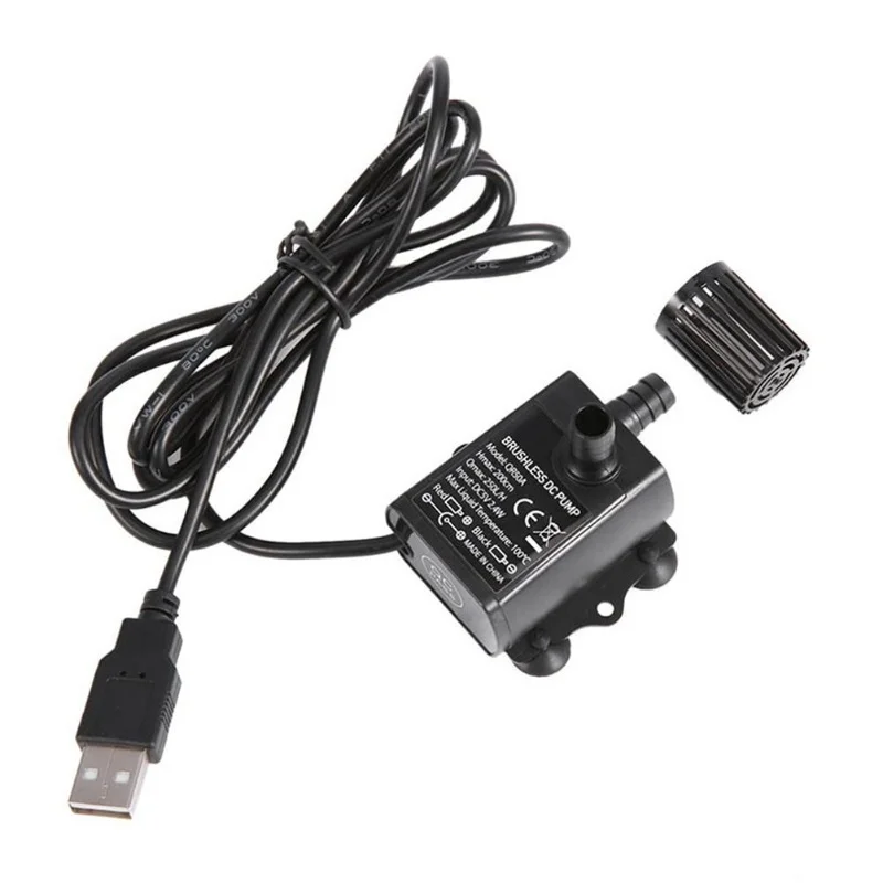 Миниатюрный сверхтихий погружной насос F2 для аквариума, сада, пруда, USB-фонтан, водяной насос, DC 5V, 250 л/ч, QR50A