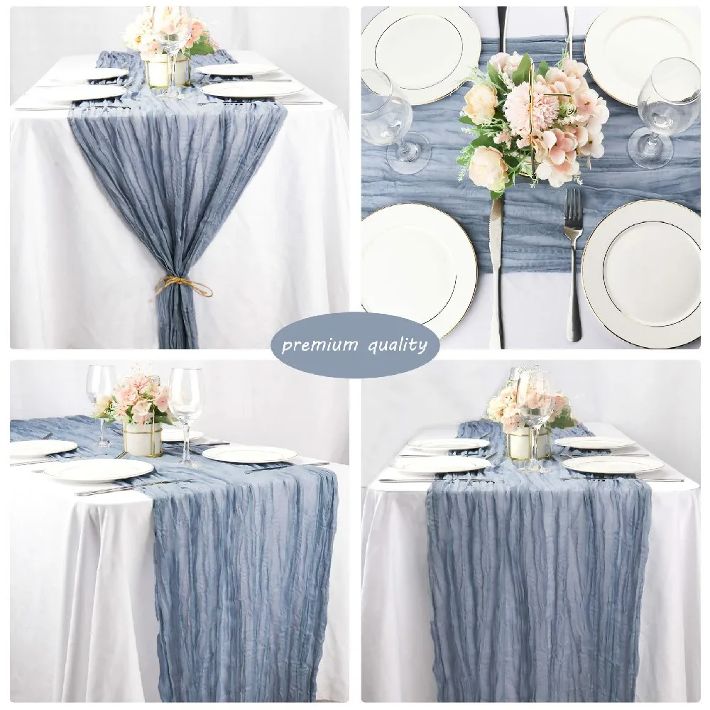 10Pcs Cheesecloth Table Runner Boho Gauze Table Runner 40x270cm Romantic Table Runner for Wedding Bridal Shower Birthday Party