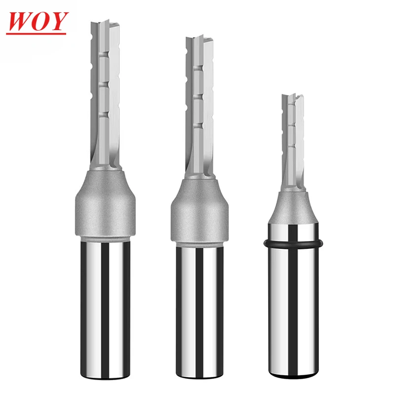 WOY Straight Bit 1/4 1/2 Woodworking Slot Milling 2 3 Flute Long Router Bit Tool Slotting End Mill Cutter Solid Wood Board