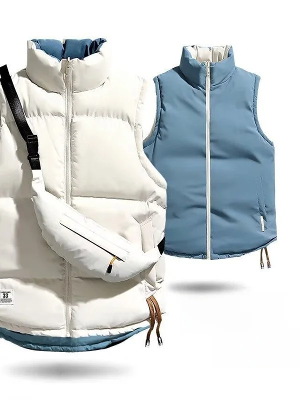 Double-Sided Wear Youth Fashionable Loose down Vest Cotton Jacket Multi-Purpose Shoulder Decomposition Autumn Winter New Arrival