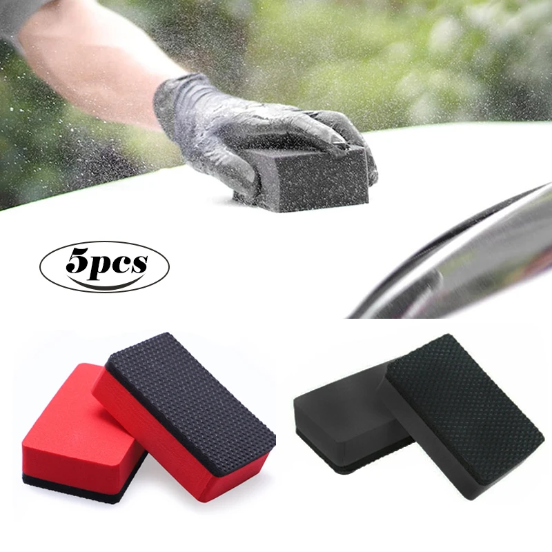 5Pcs Car Cleaning Eraser Clay Bar Pad Sponge Block Waxing Polishing Pad Car Cleaning Tools Auto Detail Cleaning Accessories