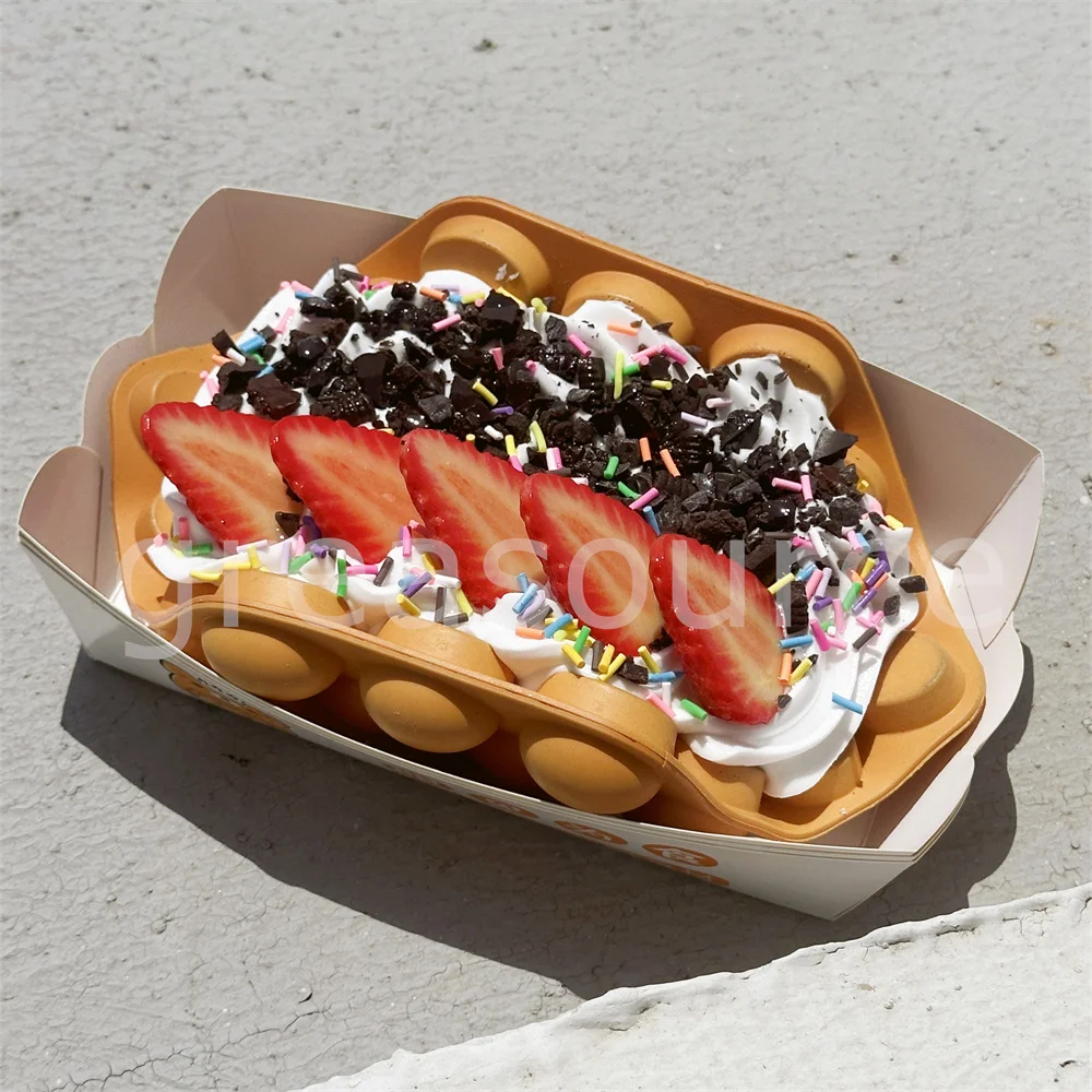 

Craft Foam Waffle Base Cream Glossy Chocolate Layers Photography Backdrops Bakery Window Food Strawberry Slice Fake 23cm Cake