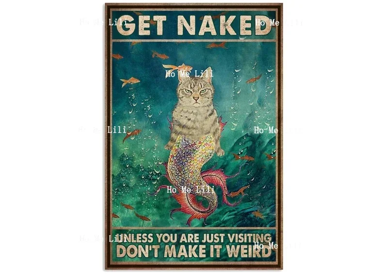 Get Nak-Ed Don't Make It Weird Poster Wash Your Paws Cat Bathroom Art Decor Funny Plaque Of Metal Signs