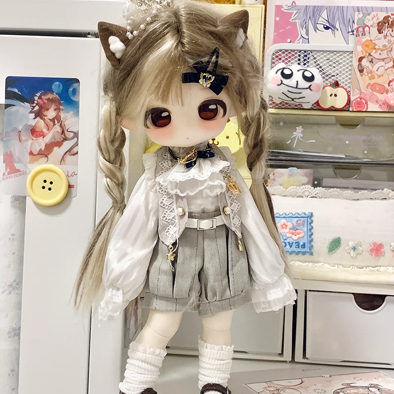 Ropa para muñecas BJD, pijamas del Principito, camisa, pantalones, pajarita, corona, tamaño 1/6, traje, accesorios para muñecos de peluche, juguete de Anime para niños