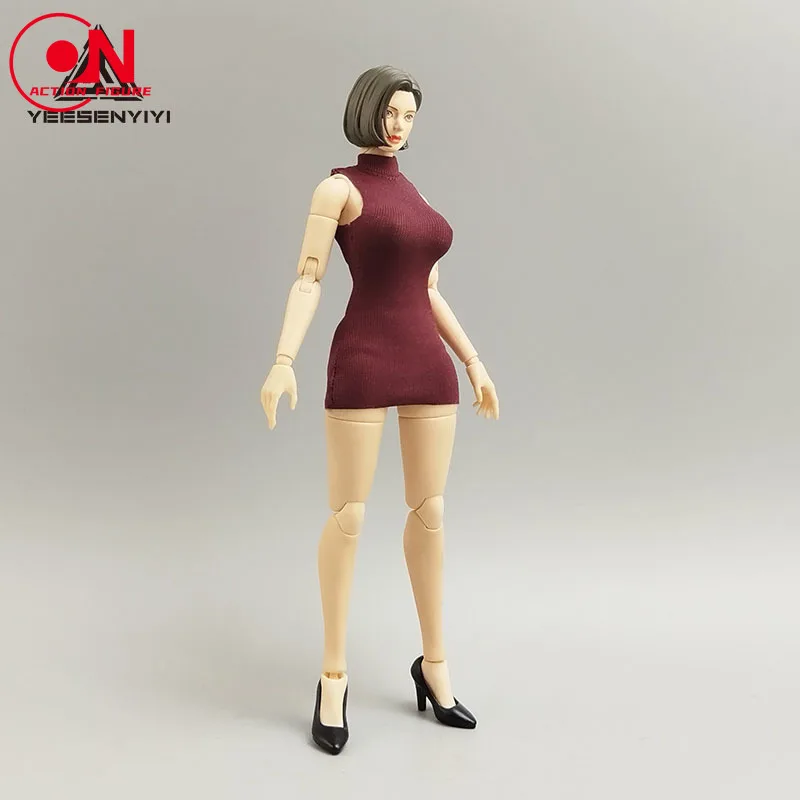 1/6 1/12 مقياس الإناث العصرية سترة واقية عالية الرقبة قاعدة فستان مجموعة الملابس نموذج صالح 12 "6 بوصة الجندي عمل الشكل الجسم