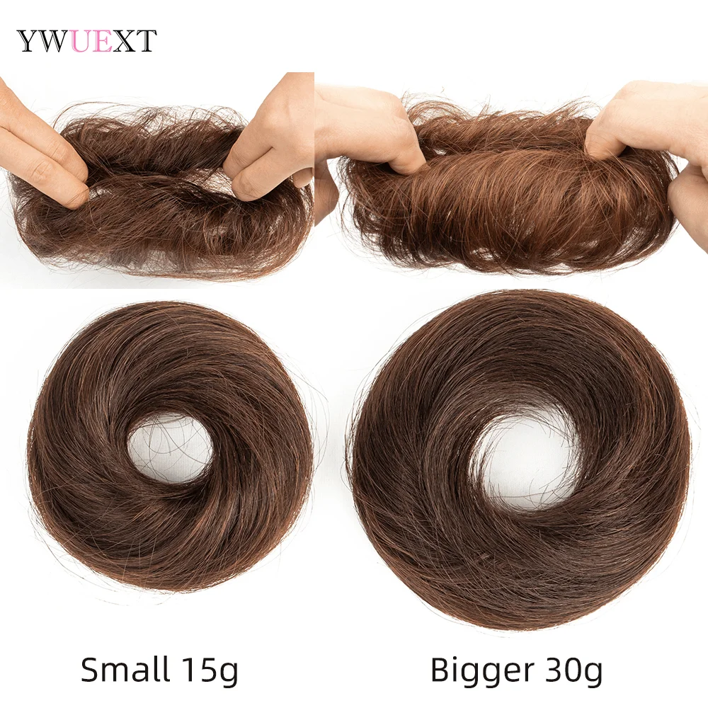 Sanggul Rambut Asli, Sanggul Rambut Alami, Kuncir Rambut Donut untuk Wanita, Potongan Rambut Rapi, Mini Scrunchie Karet, Wig Donut, Aksesoris Rambut