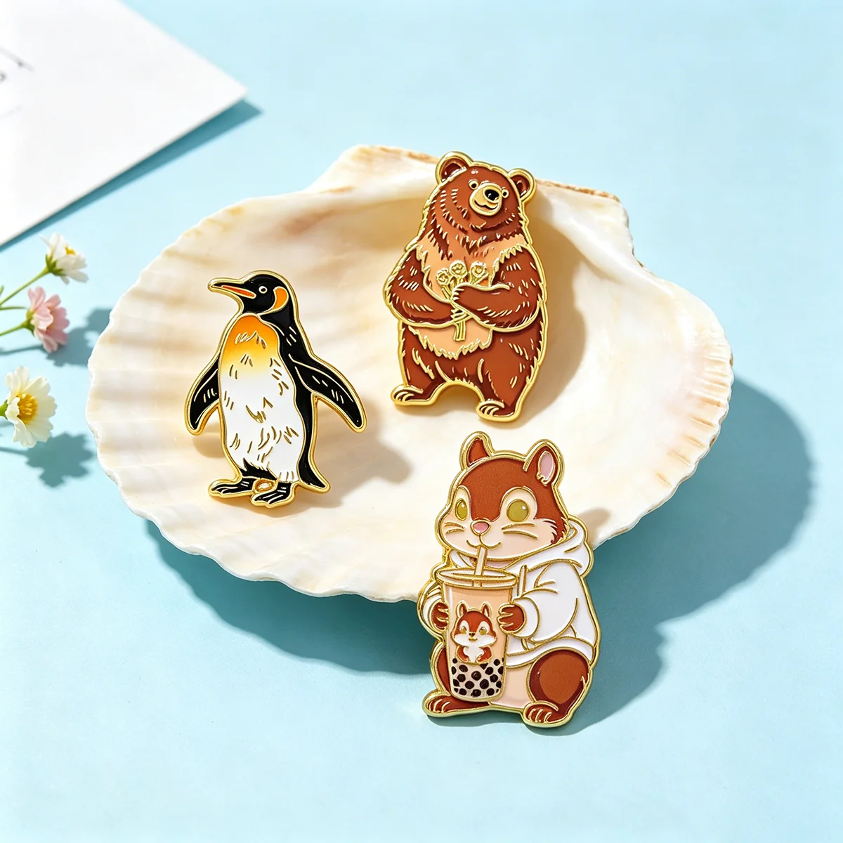 Vivid Squirrel Enamel Pins Cute Marine Animal Brooch Lapel Pin Badge on Clothing Accessories Fashion Jewelry Gift For Friends