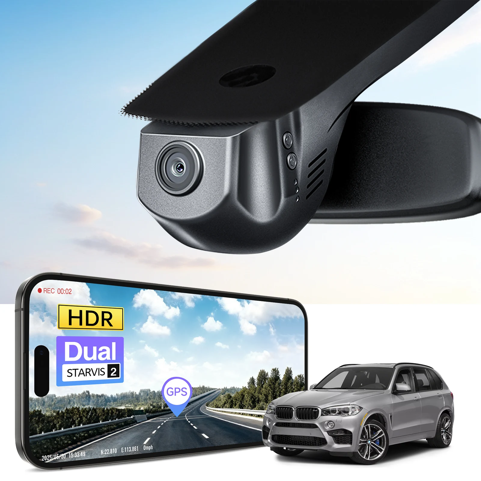 Mangoal STARVIS 2 GPS WiFi & APP 4K Dash Cam For BMW X5 X5M Gen3 F15 F85 Dash Car Camera 2014-2018 Plug and Play