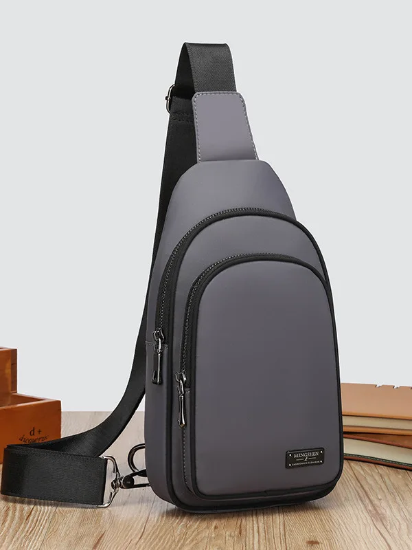 

Men's Multi-Functional Chest Bag Crossbody Waterproof Ox Durable Faion Trendy Small Bla ey Bag Leisure Casual Use