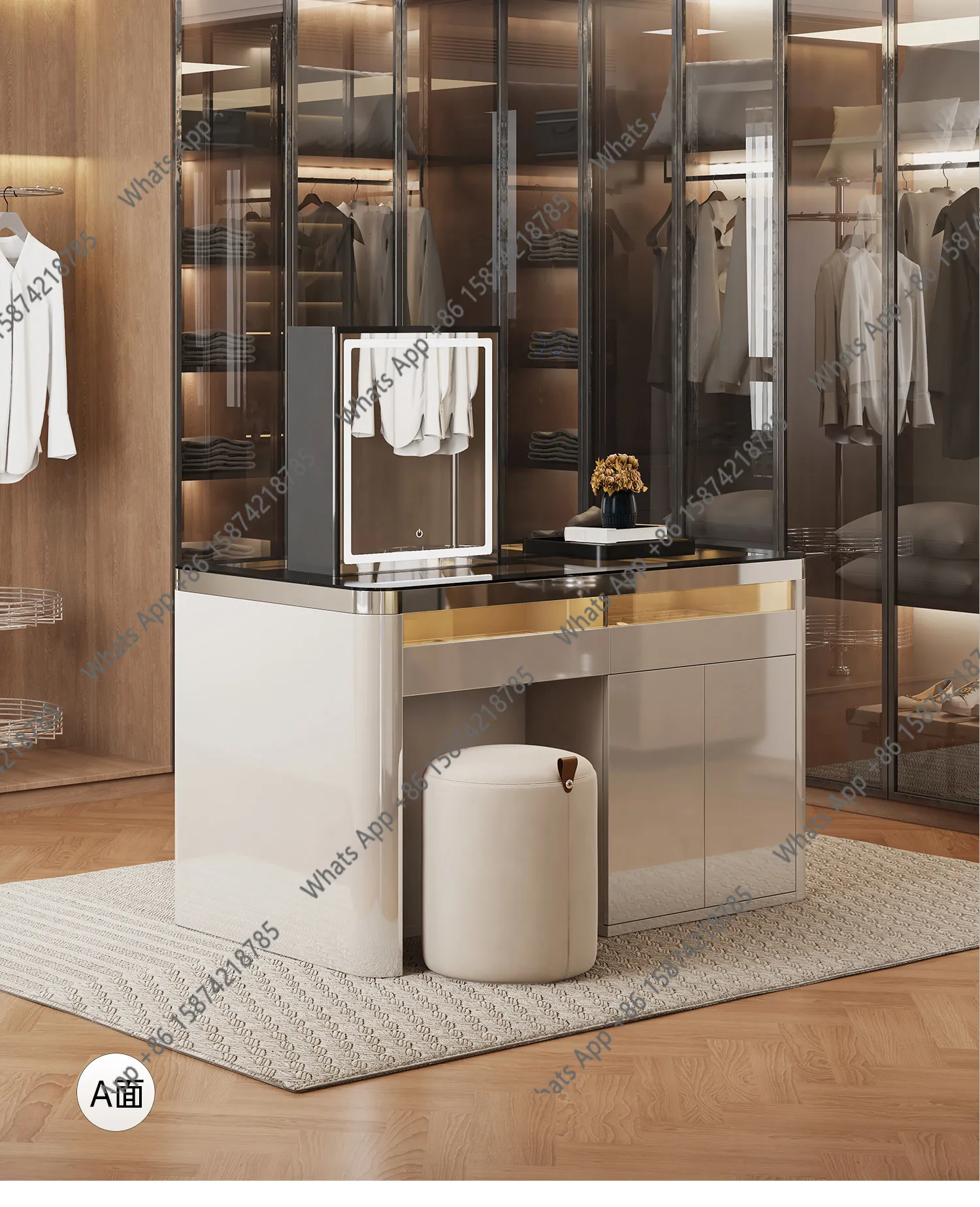 Zc Italian Light Luxury Cloakroom Nakajima Chest Intelligent Lifting Dresser Premium Jewelry Storage Display Cabinet