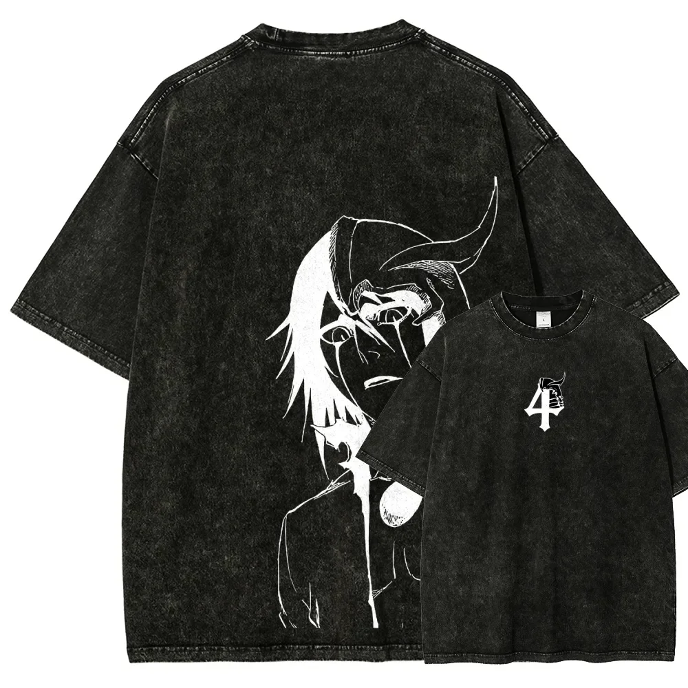 Ulquiorra Cifer بليتش الجرافيك تي شيرت الرجال النساء قصيرة الأكمام القطن بلايز خمر غسلها المحملة Harajuku الذكور المتضخم تي شيرت