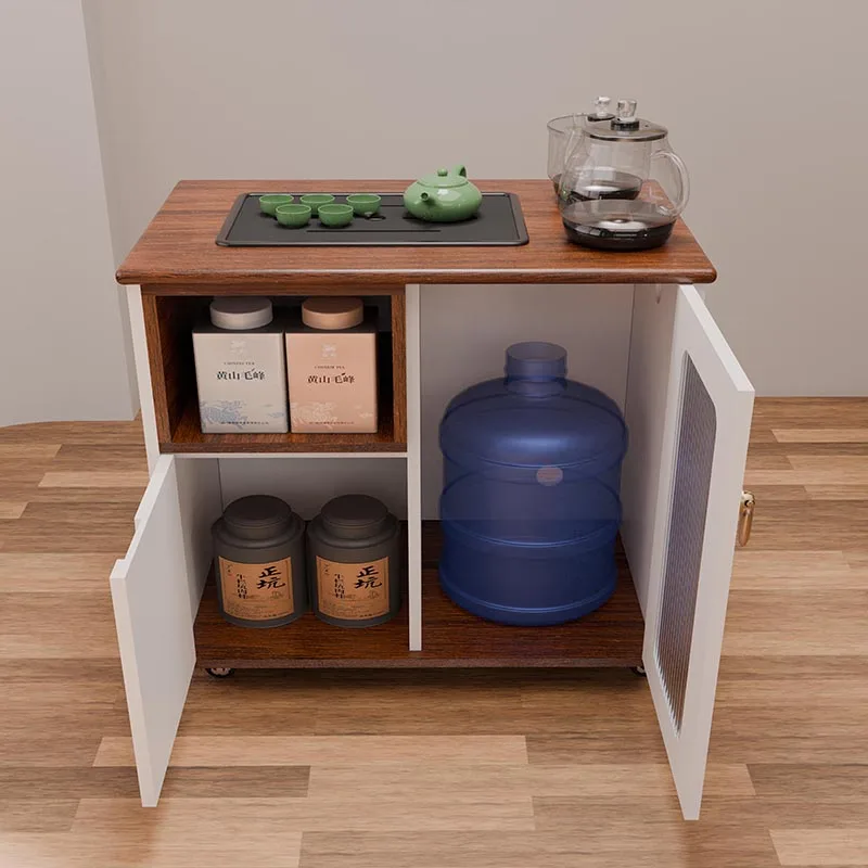Balcony tea table household small apartment tea cabinet kettle integrated set mobile  table tea making multi-functional
