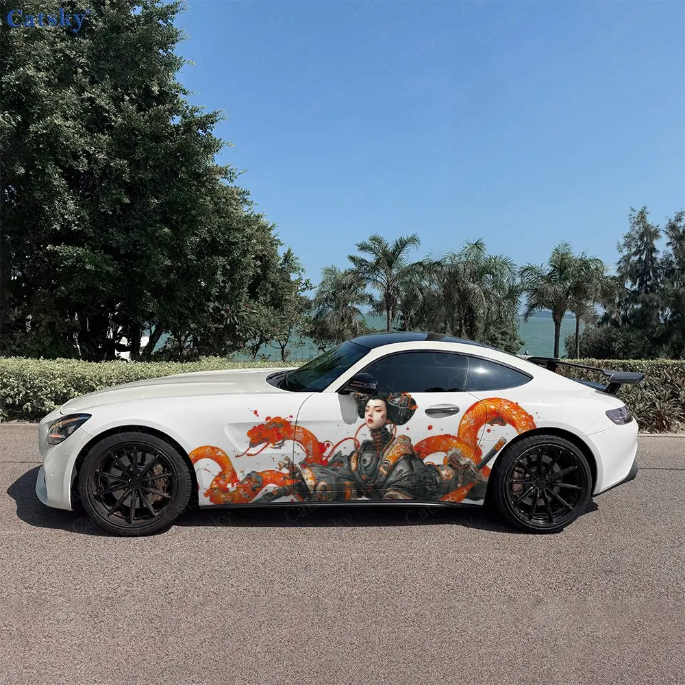 

2pcs Cyber Geisha Spirit Realm, Durable, Fade-resistant, Enhance Vehicle Aesthetics With Bold Artistic Design Car Vinyl Wraps