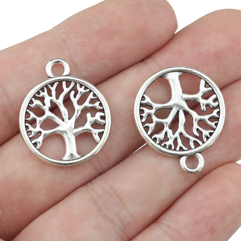 20 Pieces 20x24mm Antique Silver Color The Tree of Life Charms DIY Wicca For Jewelry Making