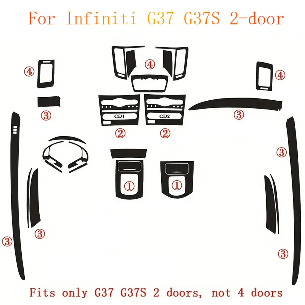 For Infiniti G37 G37S Coupe 2 Door Car-Styling 3D/5D Carbon Fiber Car Interior Center Console Color Molding Sticker Decals Parts