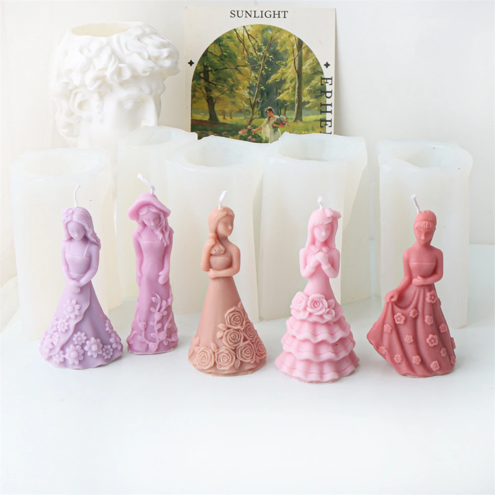 

Wedding Dress Flower Skirt Girl Angel Silicone Mold Fondant Molds Aromatherapy Plaster Cake Decoration Candle Making Kit