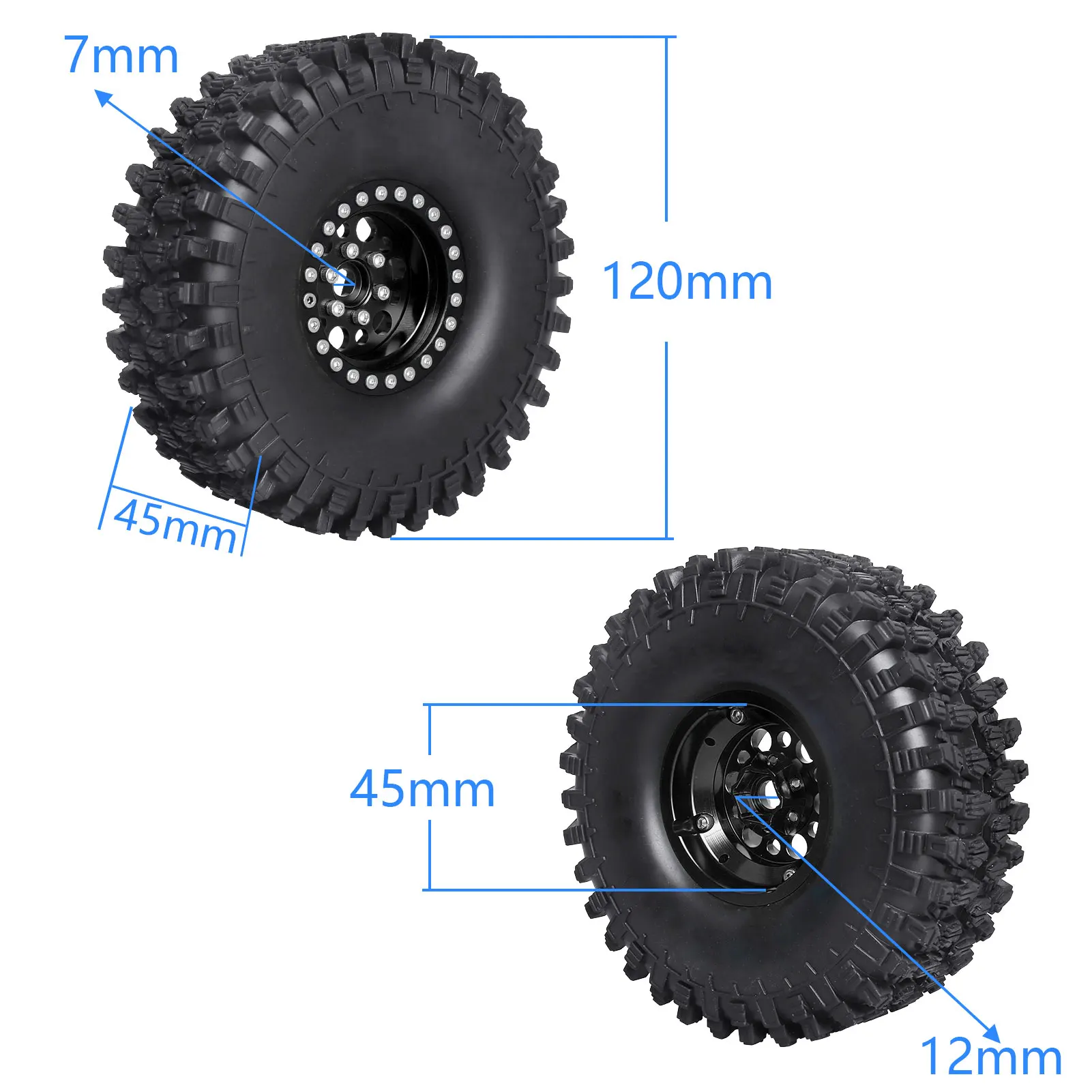 HobbyPark Set roda Beadlock 4.72 inci 1.9, ban Crawler untuk Axial SCX10 II III Traxxas TRX-4 Redcat Gen8 Gen7 peningkatan