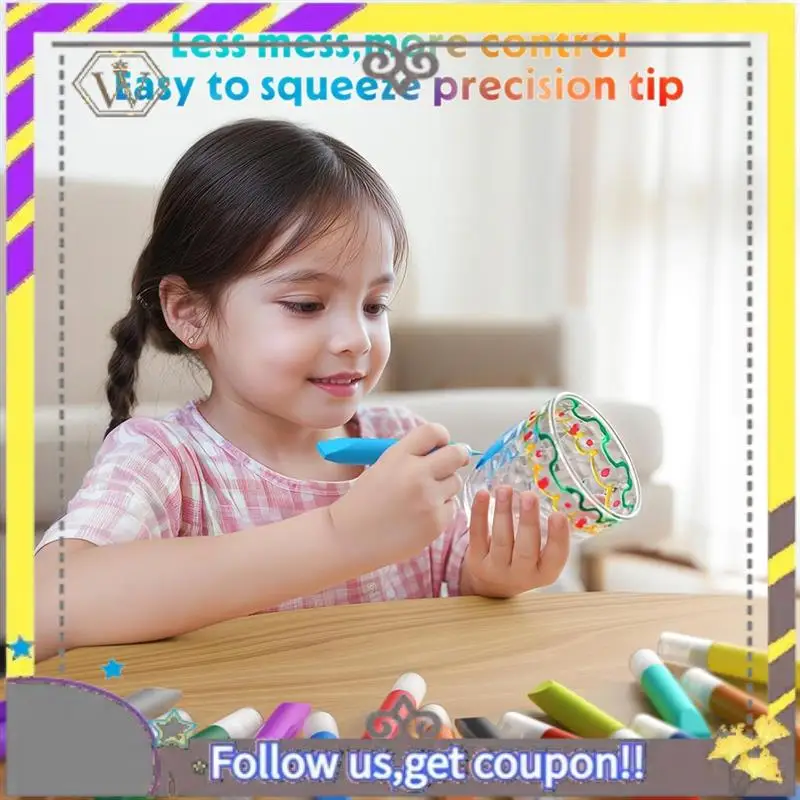 AU33-48 Pcs Suncatcher Paint Pens For Kids Stained Glass Window Art Paint Pens Suncatcher Paint Crafts Sets For Kids