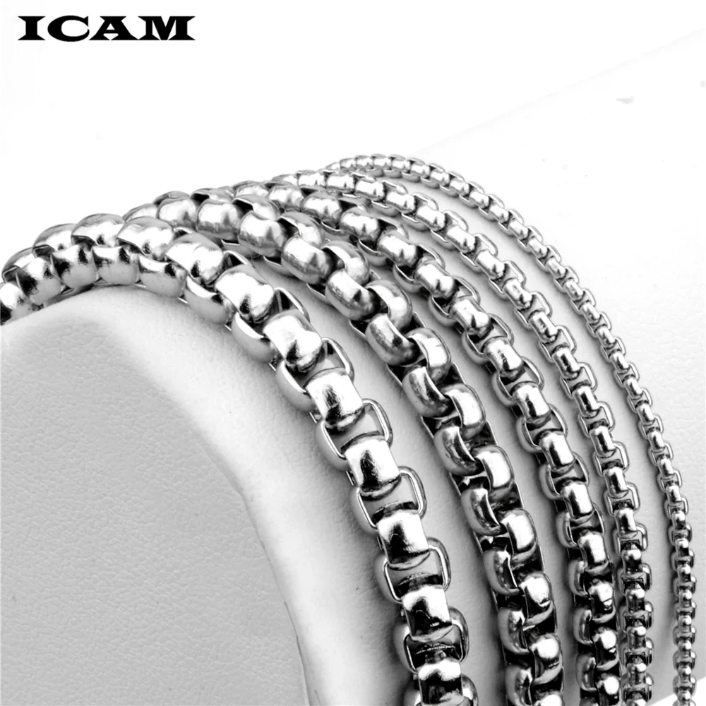 ICAM pulsira masculina stal nierdzewna 2/3/4/5mm pudełko bransoletki z łańcuszkiem kwadratowa bransoletka Rolo bransoletka męska biżuteria na prezent dobrej jakości