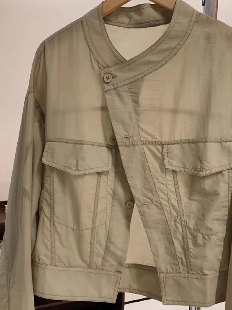 Luźny, długi kardigan damski z ochroną przeciwsłoneczną, jednolity kolor, styl dojazdowy, modny, rozpinany, koreański styl, wiosna 2025