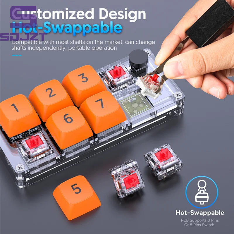 8 Key Shortcut Macro Programmable Fully Hot Swappable Mechanical Switch Gaming Mini Keyboard One-piece Computer Accessories