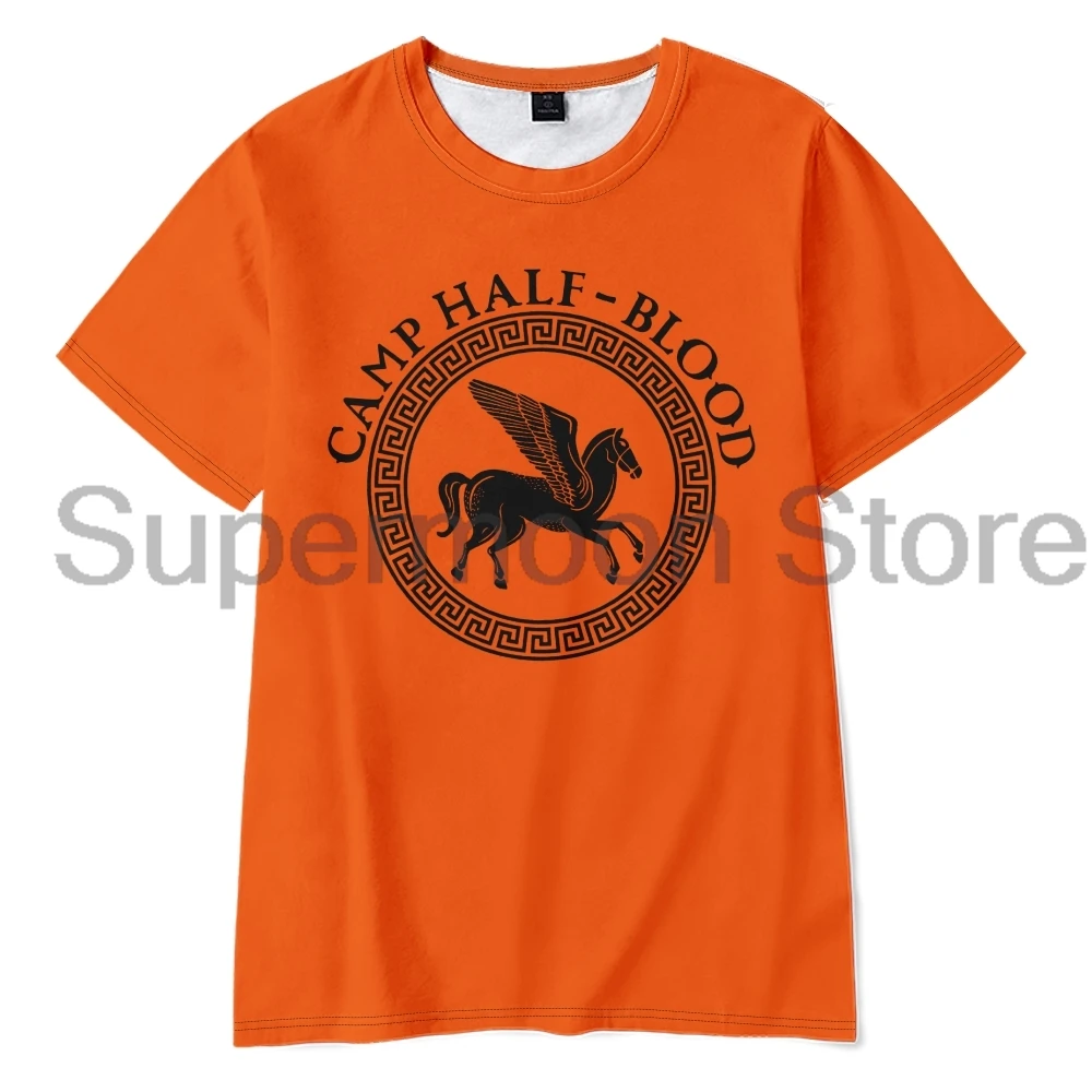 Camp Half-Blood T-Shirt Crewneck Short Sleeve Orange Tee Women Men Outdoor Streetwear Tops