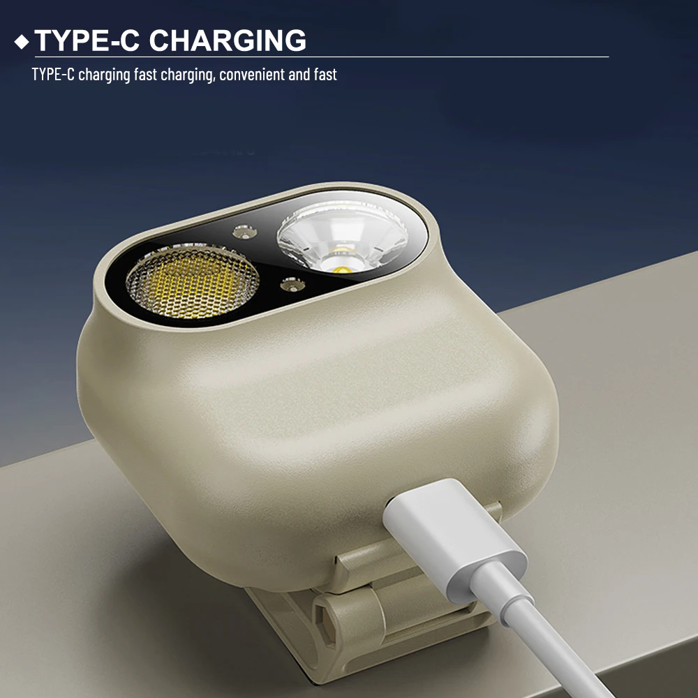 Induction LED Headlamp Rechargeable Headlight with Motion Sensor Hands-Free Head Torch for Walking Reading Repairing Camping