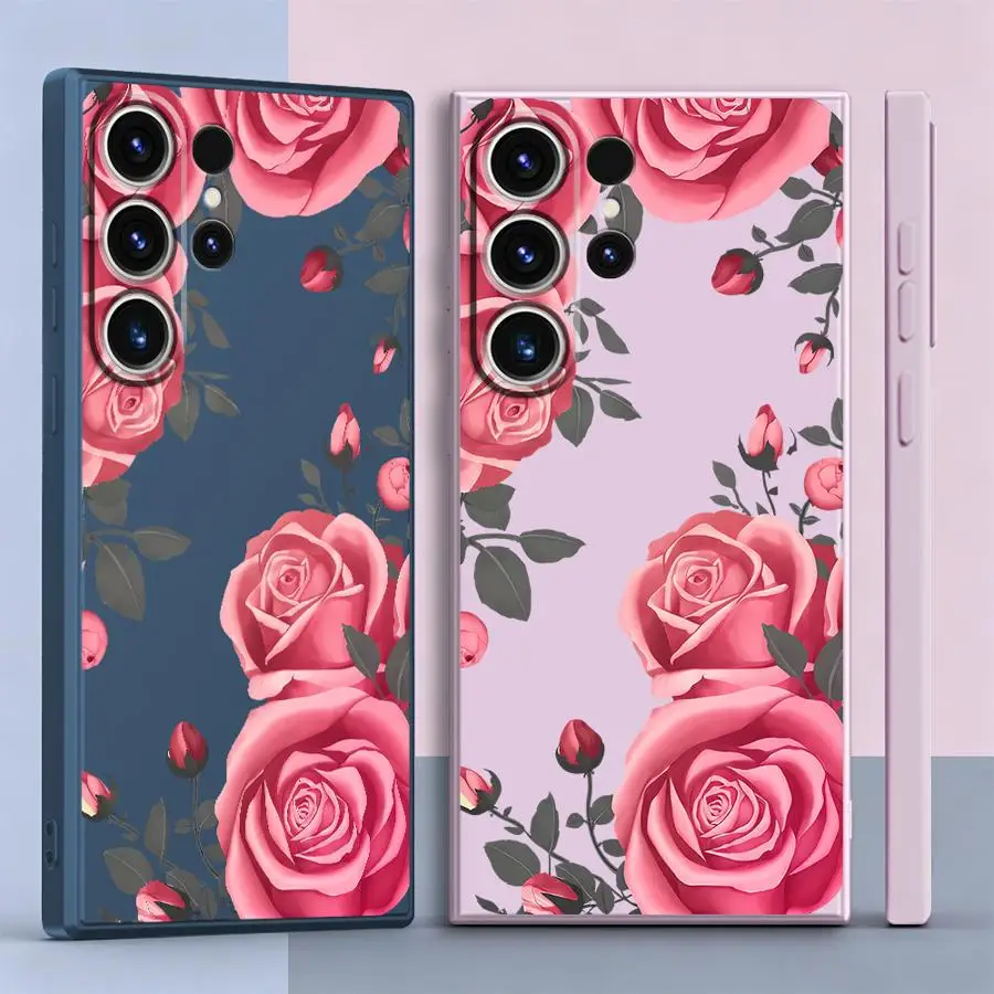 Phone Cover Case for Samsung Galaxy S26 Note 20 10 Ultra S20 FE S23 S21 Plus S22 S25 Edge S24 Ultra Pink Rose Coquette