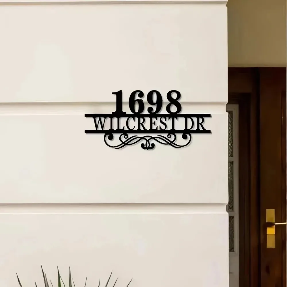 CIFbuy Custom Engraved Scroll Metal Address Sign Anti-Fade Farm Indoor Outdoor Wall Decor (Only For Decoration)