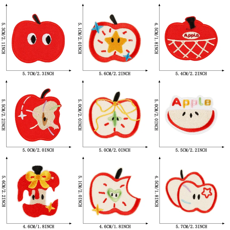 12 Stück niedliche Apfel-Aufnäher für Kleidung, Tiere, zum Aufbügeln, Anime-gestickte Aufnäher, zum Aufnähen, für Kinder, Aufkleber, Jacke, Stoff, Thermocollant – Detail 3