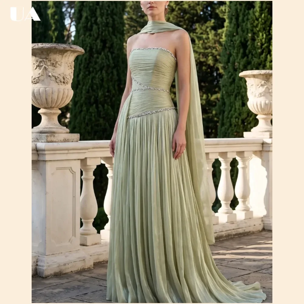 ULBYANRY Customized Luxury Beading Prom Dress Exquisite Slim Fit Green Evening Dress Women Floor-length Christmas Party Dress