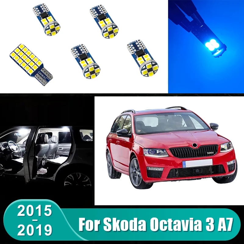 Für Skoda Octavia 3 A7 MK3 5E 2015 2016 2017 2018 2019 5 Stück Auto-LED-Lampen Innenraumleselampen Kofferraumbeleuchtung Zubehör