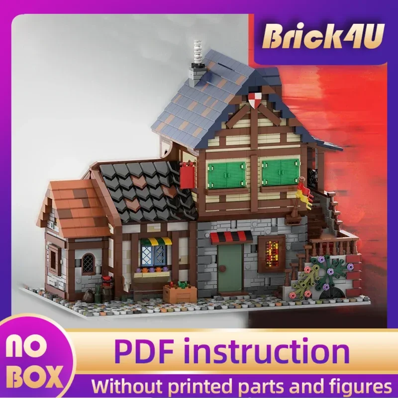 

Moc Building Blocks Street View Model Tournament Medieval French House Technical Bricks DIY Assembly Toy For Childr Holiday Gift