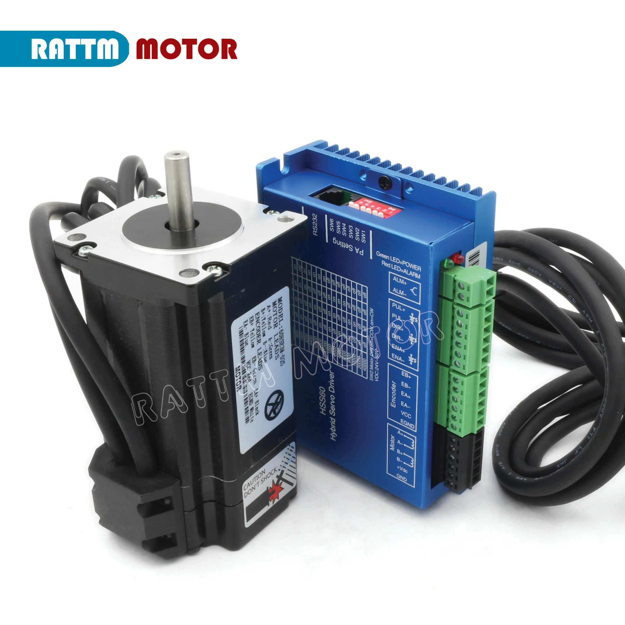 『DE Stock』CNC Nema 24 Sterownik silnika krokowego 3Nm Servo Motor 60HSE3N+HSS60 Silnik krokowy z zamkniętą pętlą 3NM Hybrydowy 2-fazowy z zamkniętą pętlą