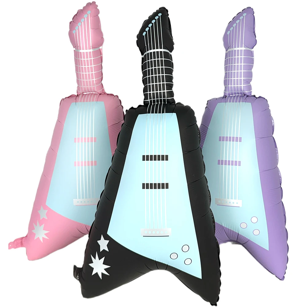80s 90s Retro Rock Music Themed Foil Balloons Guitar Microphone Music Note Disco Ball Balloons for Birthday Party Decor Supplies