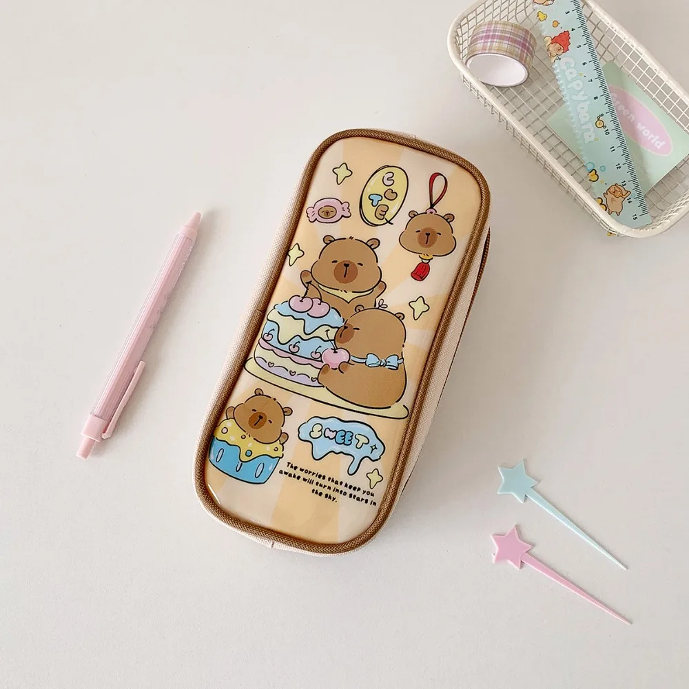 Desktop Storage Cartoon Capybara Stationery Bag Cosmetics Card Pen Stationery Capybara Pencil Case Capibala Large Capacity