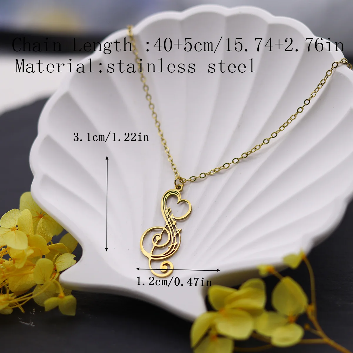 Collane con ciondolo nota musicale a forma di cuore cavo in acciaio inossidabile per gioielli da donna con collana girocollo stile Boemia