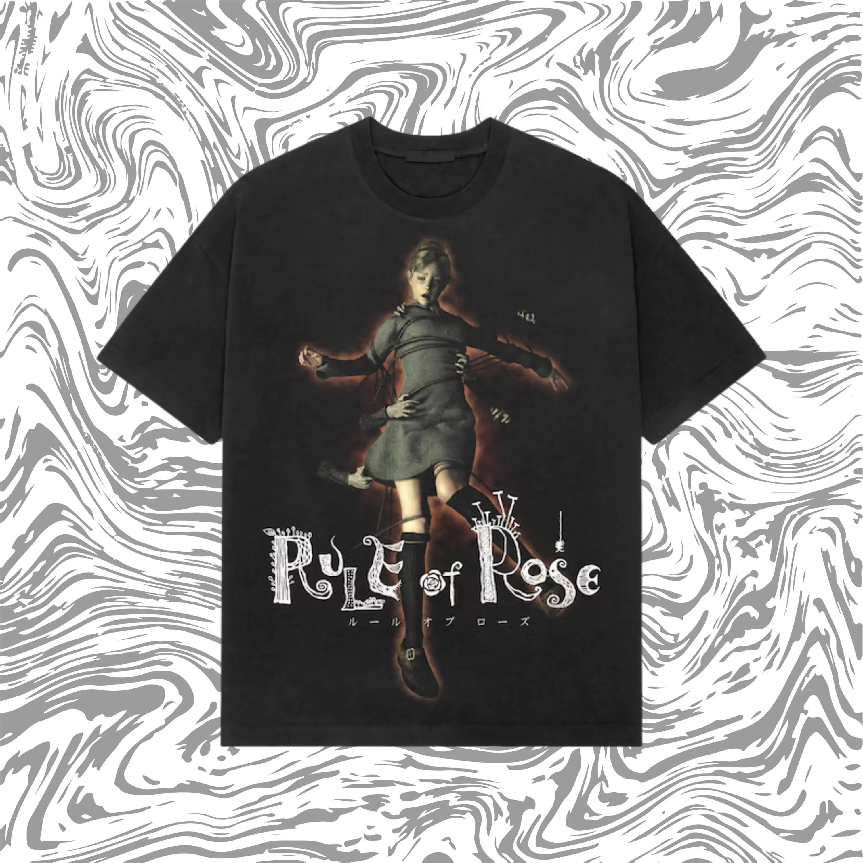 Rule of Rose T-Shirt – Y2K Vintage PS2 Horror Game Tee, Heavyweight Cotton Graphic Shirt, Retro Survival Horror Aesthetic